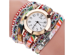 Reloj De Cuarzo De Cuerda Manual Para Mujer Ccq, Estilo Casual Y Moderno, De Piel Sintética - Rojo