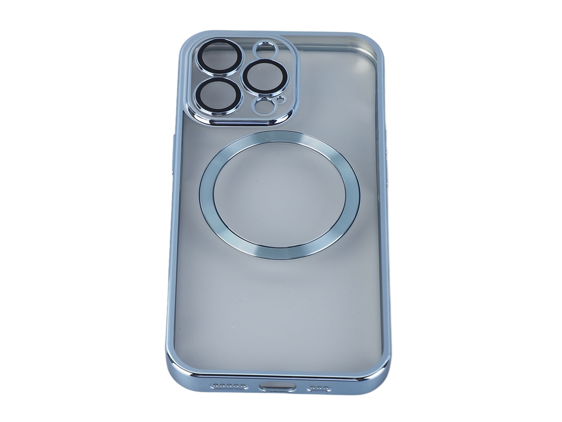 Capa Magnética Para Iphone 13 Pro Max Fina Absorção De Choque Protetora Carregamento Sem Fio Azul Eletrodo
