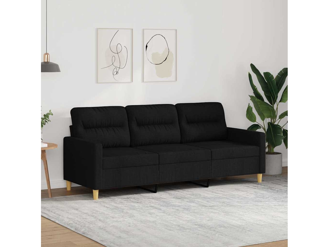 Sofá de 3 plazas HARLANV1 con tapizado de tela negra de 180 cm.