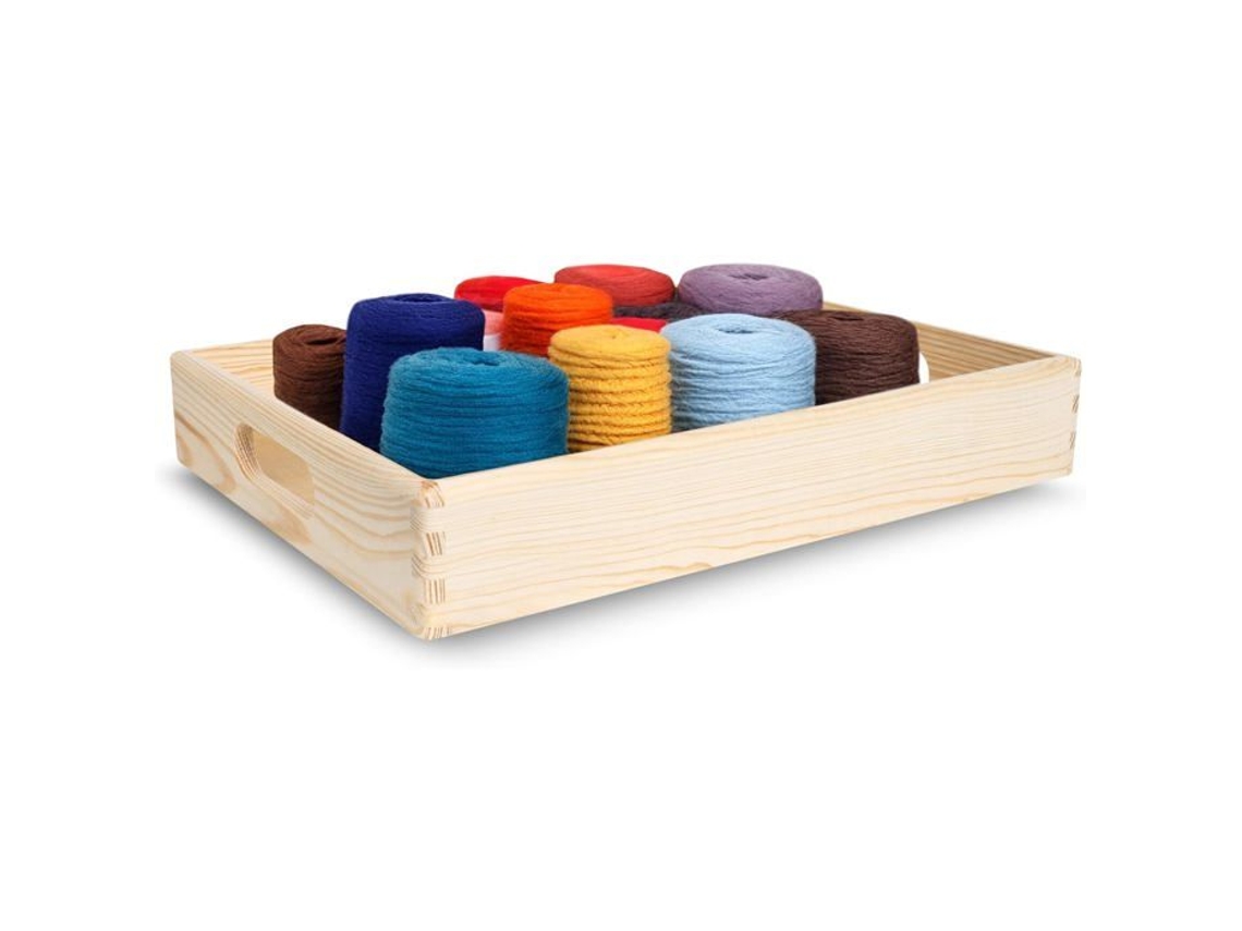 Caja de almacenamiento de madera con asas Creative Deco 40 x 30 x 6,5 cm