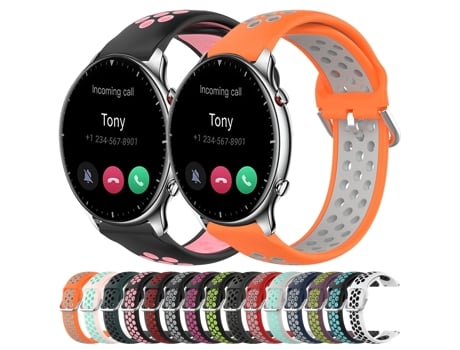 Correa de reloj inteligente para Amazfit GTR 2 22 mm Correa deportiva de silicona perforada transpirable (blanco + negro)