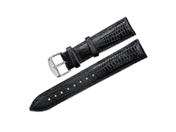Elegante correa de reloj unisex de 22 mm en piel sintética de lagarto negra para uso casual