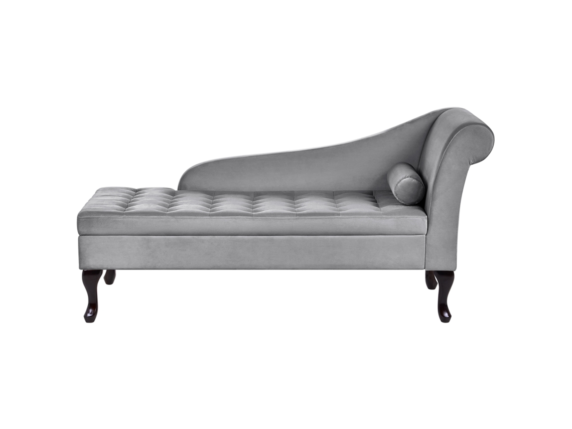 Chaise longue BELIANI Pessac de Terciopelo Gris 133x62x71