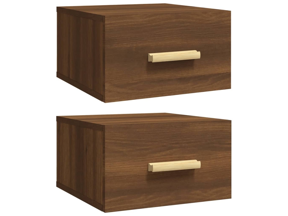 vidaXL Mesitas de noche de pared 2 uds marrón roble 35x35x20 cm