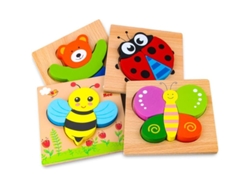 2026-3116-puzzles De Madera Para Niños 1-3 Años, Juguetes Educativos Montessori Con 4 Patrones De Animales Regalo