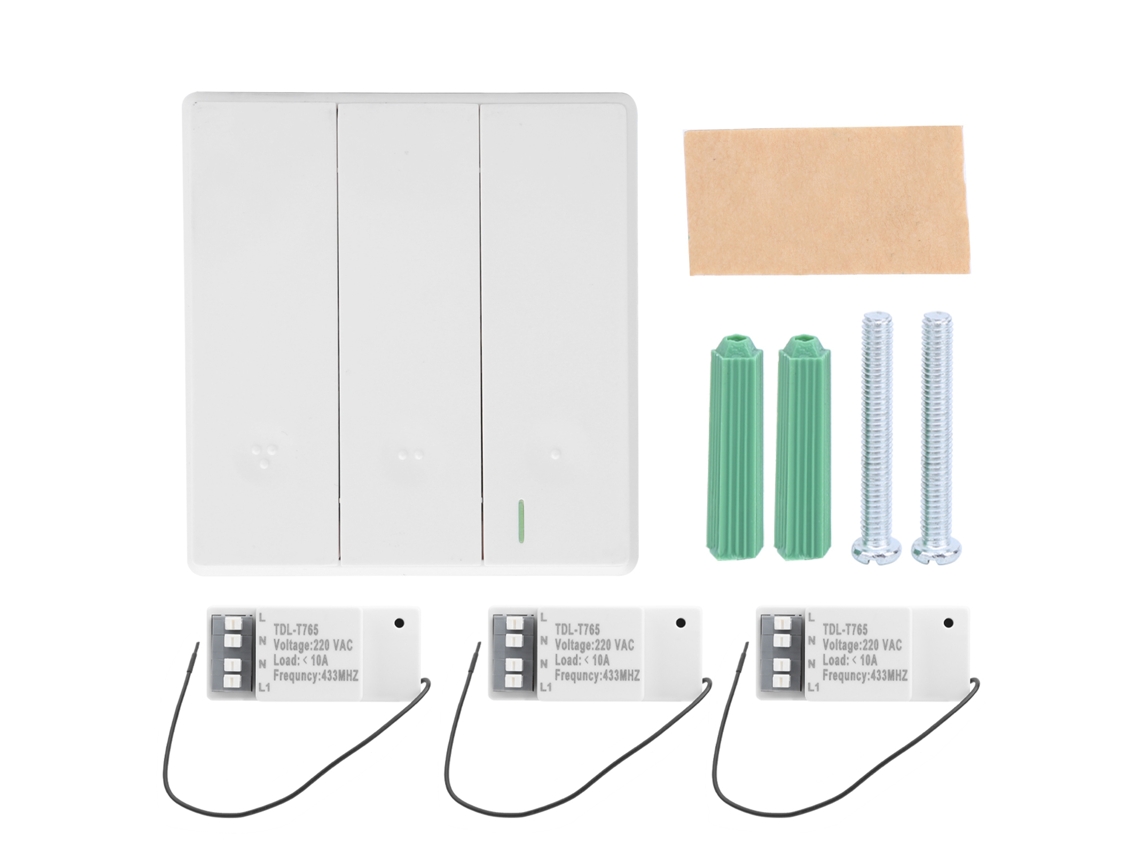 Kit De Interruptor De Luz Con Control Remoto De 3 Vías Tdl-t765 Para Dormitorios Y Pasillos Led