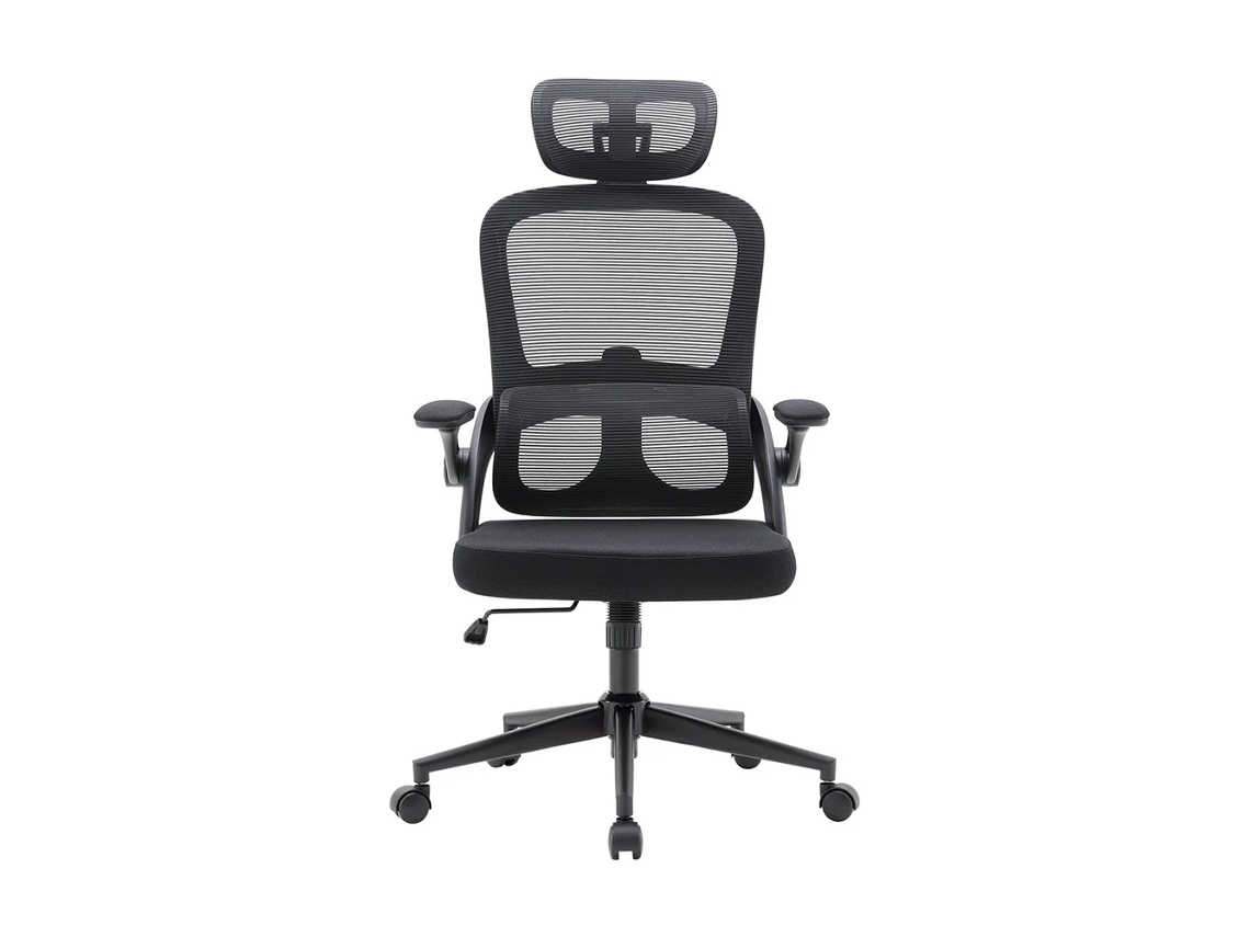 SIHOO M102C: Silla de oficina ergonómica con altura y soporte lumbar regulables, reposabrazos plegables. Cert. TÜV/SGS. Negro.