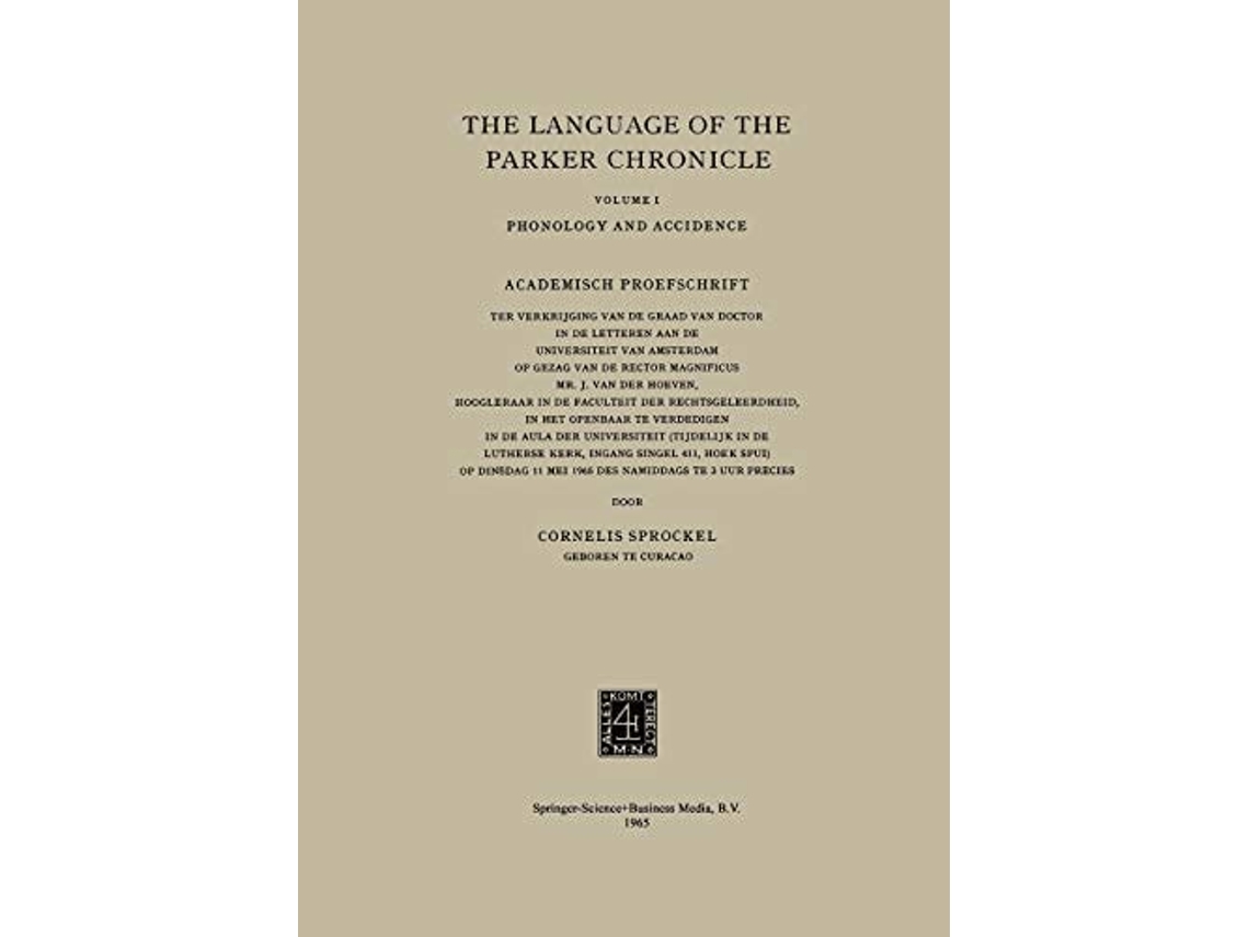 Libro The Language Of The Parker Chronicle De Cornelis Sprockel (inglés)