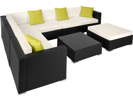 Conjunto de Jardín TECTAKE Marbella (Negro - Poli Ratán - 74x74x36 cm)