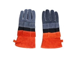 Guantes de piel de vacuno resistentes al calor y antiquemaduras para barbacoa y microondas - Naranja (sin marca)