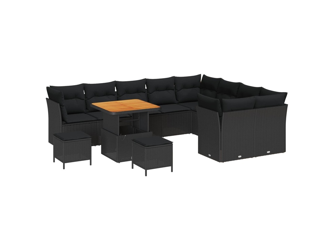 Maison Exclusive - Conjunto De Sofá De Jardín Con Cojín 12 Pcs Negro