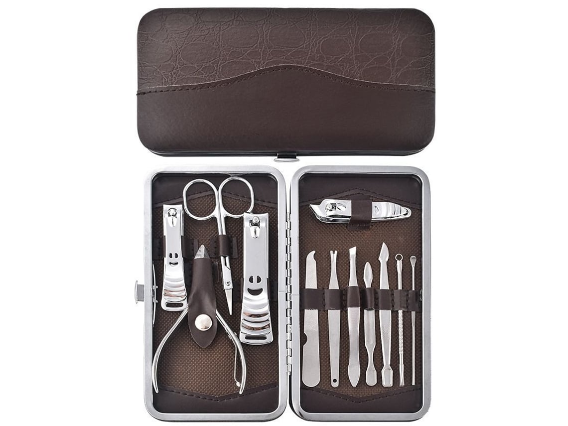 Kit De Manicura De Acero Inoxidable De 12 Piezas 201: Tijeras, Cortaúñas, Limas Y Herramientas Para Dedos De Manos Y Pies.