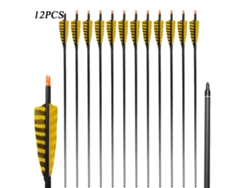 Flechas de carbono puro para tiro con arco, longitud 32, punta reemplazable, 12 unidades, color amarillo OEM