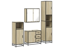 Conjunto de muebles de baño de 4 piezas en madera de roble Sonoma - EXCLUSIVA MAISON