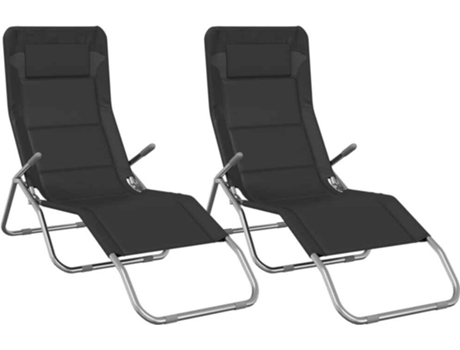 Conjunto 2 Tumbona plegable VIDAXL textilene acero con recubrimiento negro