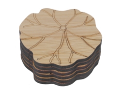 Juego De 6 Posavasos Térmicos De Bambú Con Diseño De Hoja De Loto Para Mesa.