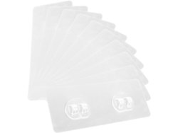 Ganchos Adhesivos Para Estantes De Baño, Doble Clip Transp, 10 Pzas, Sin Perforación, Fuerte Adhesión