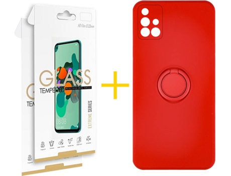 Carcasa + 2 Protectores de Pantalla para Samsung Galaxy A71 SKYHE Rojo