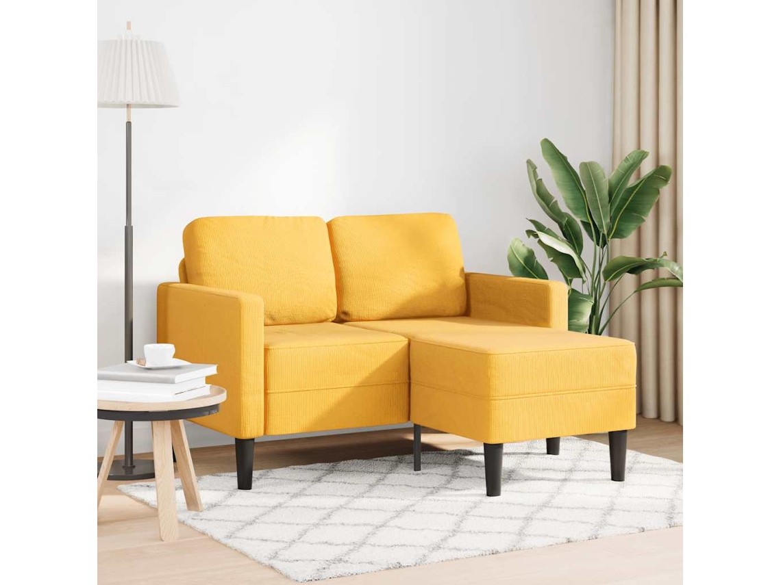 Sofá 2 Plazas | Sofá De Salón | Sofá De Descanso Con Chaise Longue En Forma L Amarillo Claro 125cm