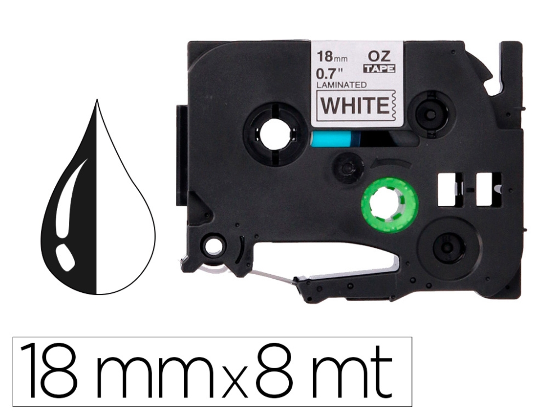 Cinta Q-CONNECT Tze-241 Blanco-Negro 18Mm Longitud 8 Mt