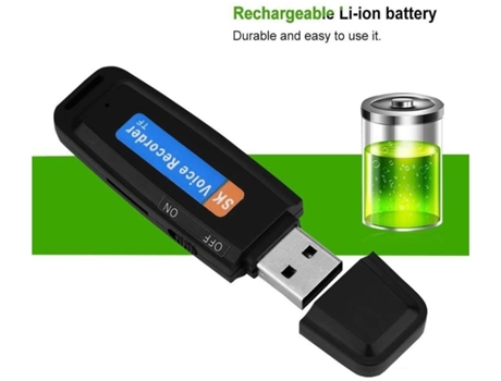 Mini USB Pen Drive Audio Recorder 2.0 Digital Spy para Windows MacBlack