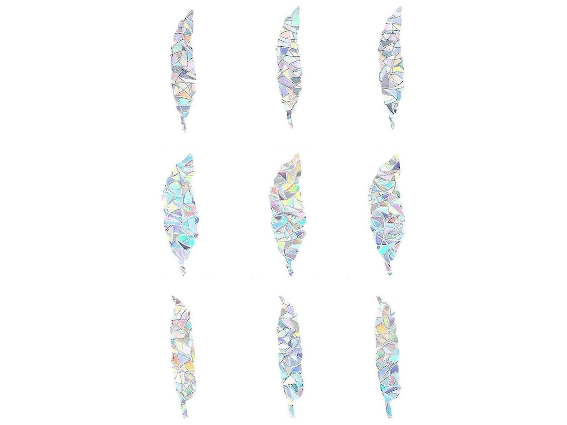 Juego de 9 pegatinas de plumas con forma de arcoíris con prismas electrostáticos para vidrio, película de PVC para ventanas sin pegamento.