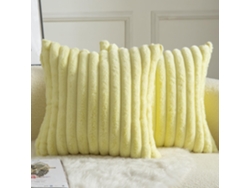 Funda De Almohada De Lana A Rayas, Ultrasuave Y Decorativa, De 40 X 40 Cm, Color Amarillo.