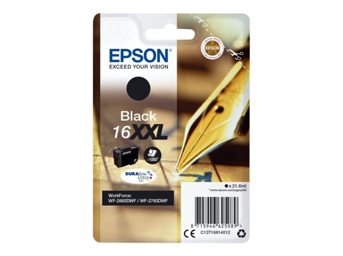 Cartucho de tinta original EPSON 16XXL, Bolígrafo y crucigrama 21,6 ml , Negro, Alta, XXL, C13T16814012, T1681