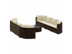 Maison Exclusive - Set De Sofás De Jardín 9 Pzas Y Cojines Ratán Sintético Marrón
