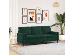 Sofá De 3 Plazas | Sofá De Salón | Sofá De Descanso Con Cojines Terciopelo Verde Oscuro 180 Cm