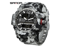 Reloj Deportivo Multifuncional Luminoso, Moderno Y A La Moda (camuflaje Gris-negro)