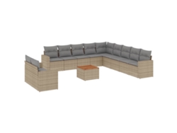 Conjunto de 12 sofás de jardín con cojines de mimbre, beige, EXCLUSIVO DE LA CASA