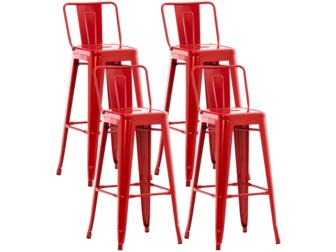 Juego de 4 taburetes de bar CLP Mason rojos