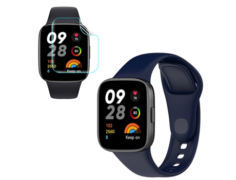Kit De Pulsera SmoothSilicone Película De Hidrogel Para Xiaomi Redmi Watch 3 - Azul Oscuro
