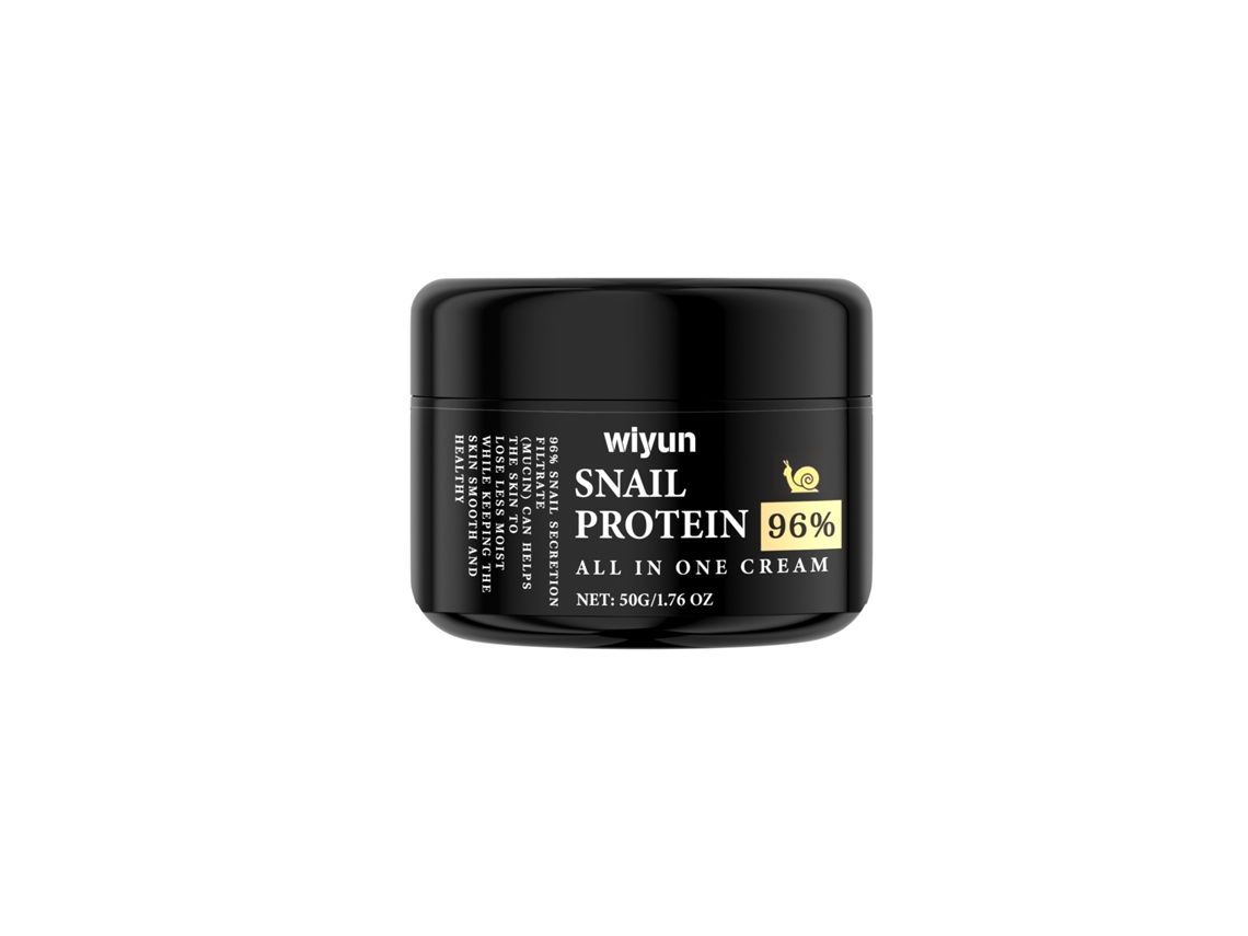 Crema facial con mucina de caracol para hidratación y revitalización de la piel.