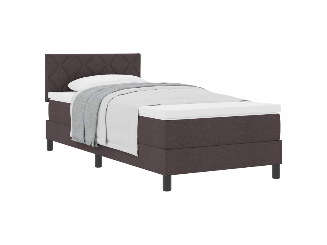 Maison Exclusive - Cama Tipo Box Spring Con Colchón Marrón Oscuro 90 X 190 Cm Tela
