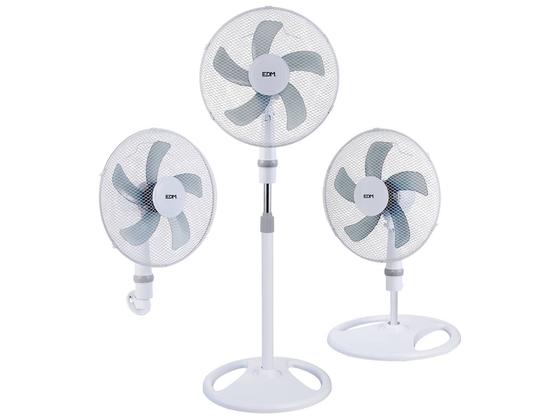 ventilador 3 en 1 pie; Muro; Mesa 45W Ø40Cm con 3 Velocidades Blanco – EDM