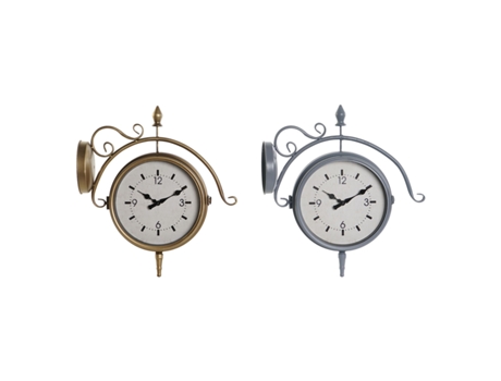 Juego 2 Relojes de Pared DKD HOME DECOR 63337 (Cristal - Gris - 14.5 x 43 x 47 cm)