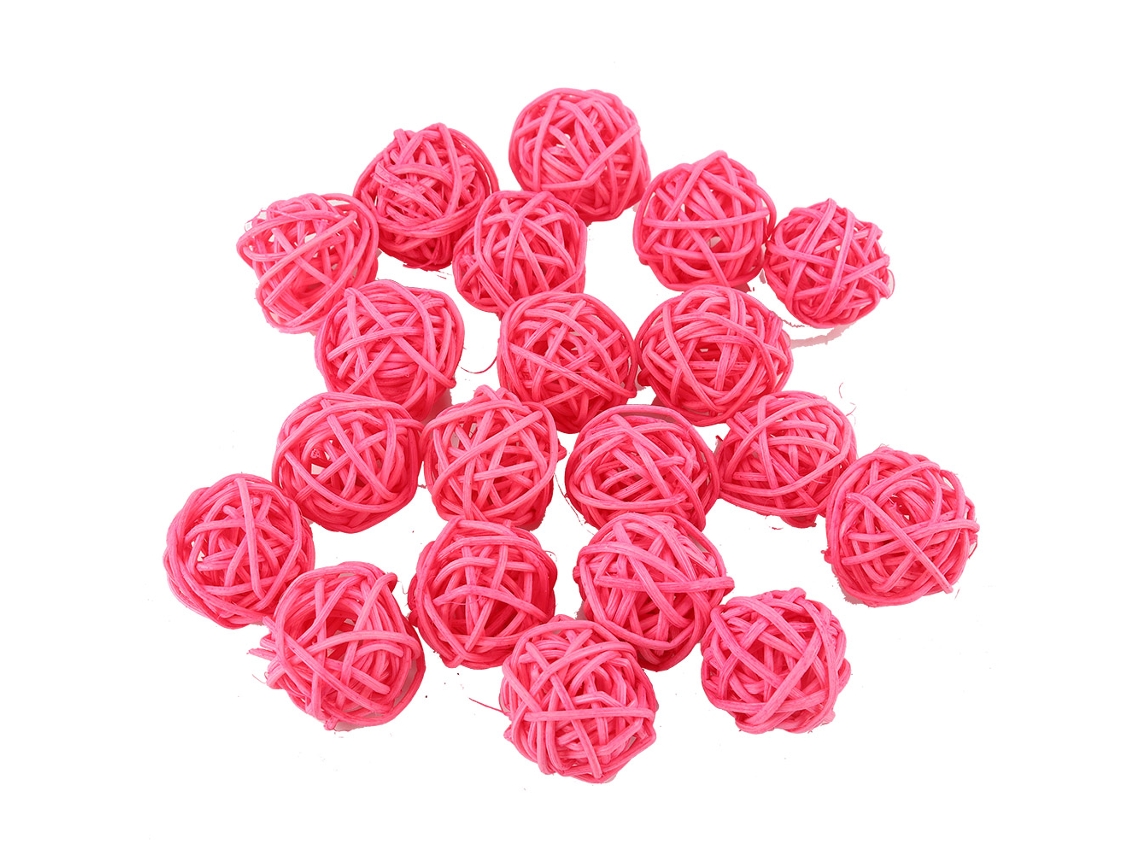 20 bolas decorativas de ratán para bodas, cumpleaños y fiestas (rosa)