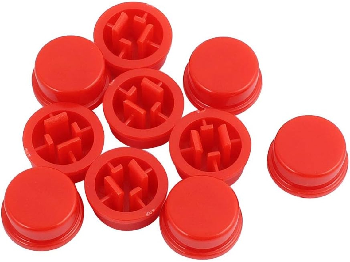 Juego de 10 protectores redondos rojos para botones táctiles 12x12x7,3 mm CHABERLU