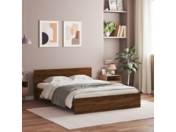 Estructura De Cama Con Cabecero Marrón Roble 140x190 Cm