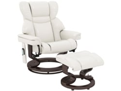 Sillón de masaje con reposapiés, piel sintética, 79x82x101 cm, color crema.