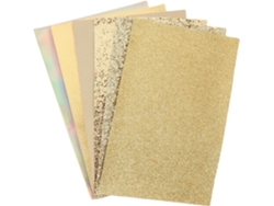 Juego De 6 Láminas De Tela De Piel Sintética Dorada De 20x34 Cm, Suministros Para Costura Diy.