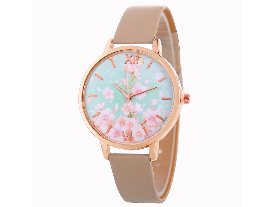 Relógio De Pulso Feminino Simples De Quartzo Com Pulseira De Couro Pu (verde)