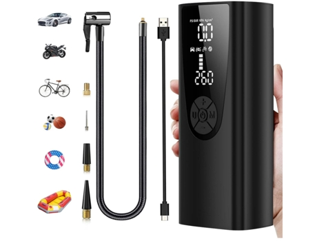 Inflador de neumáticos con compresor de aire, bomba de bicicleta eléctrica recargable de 8000 mAh, mini bomba de aire inalámbrica de 150 PSI con lu...