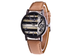Reloj De Pulsera De Cuarzo Para Estudiantes, Deportivo, Esfera Redonda, Correa De Cuero Beige.