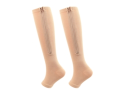 Calcetines de compresión de nailon suaves, transpirables y elásticos con puntera abierta y cremallera para uso diario.