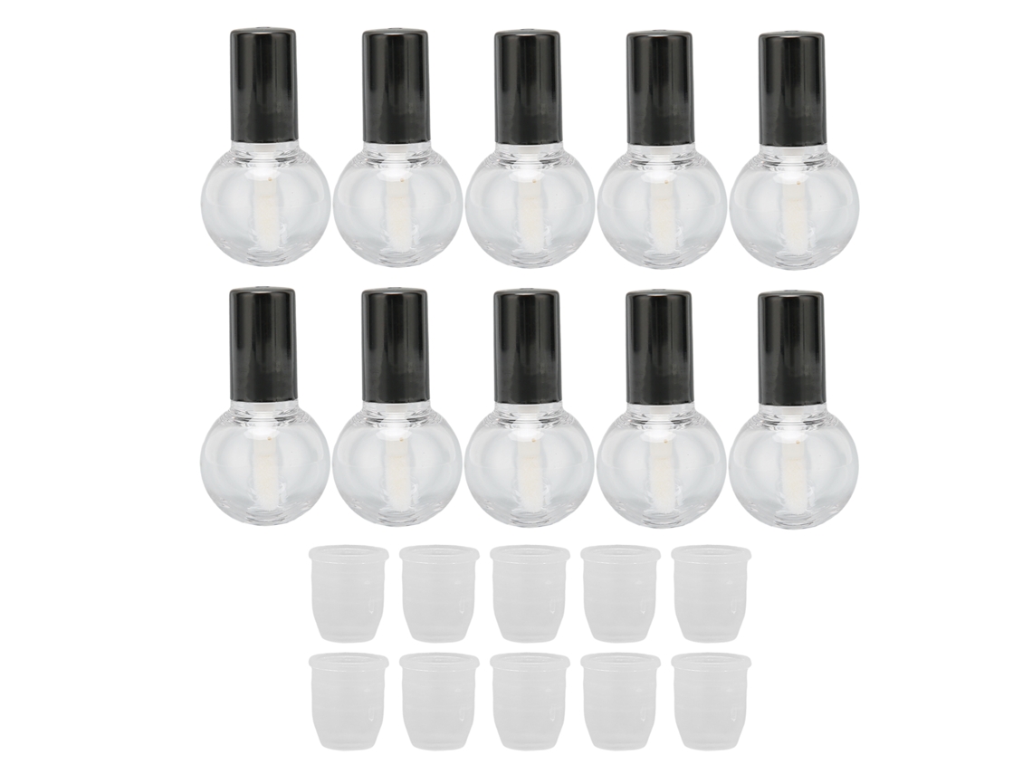 10 tubos de brillo labial vacíos de 5 ml, tipo bola, de plástico, rellenables para bricolaje.
