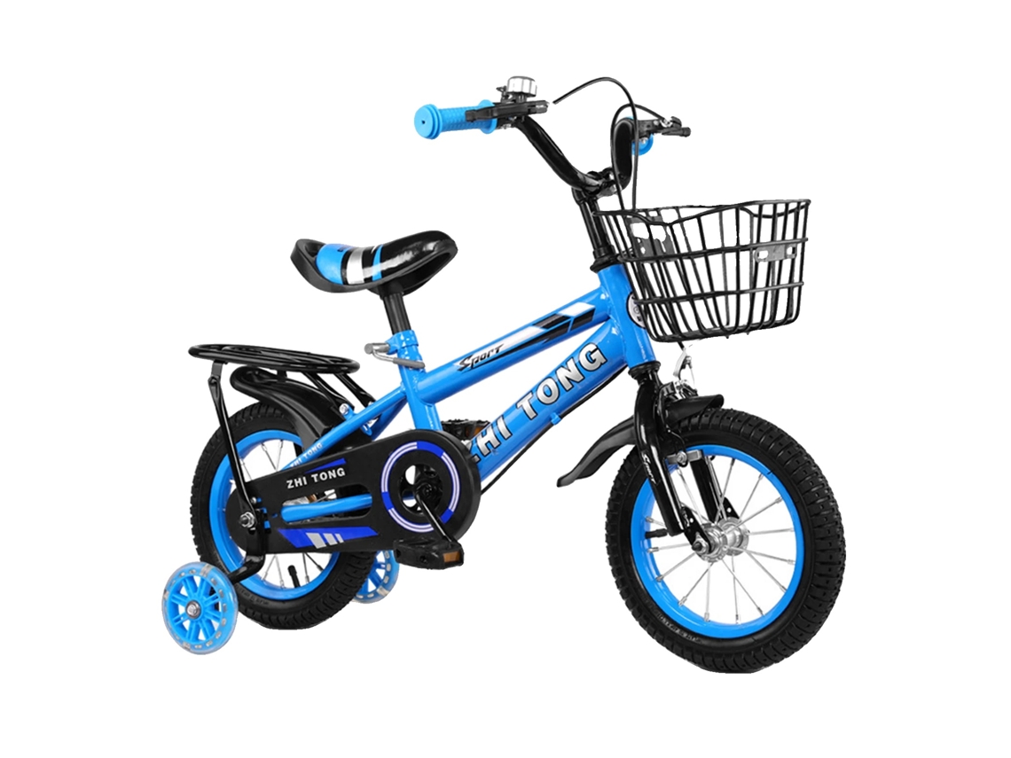Bicicleta infantil, altura ajustable, cesta desmontable, azul, 14 pulgadas, OEM