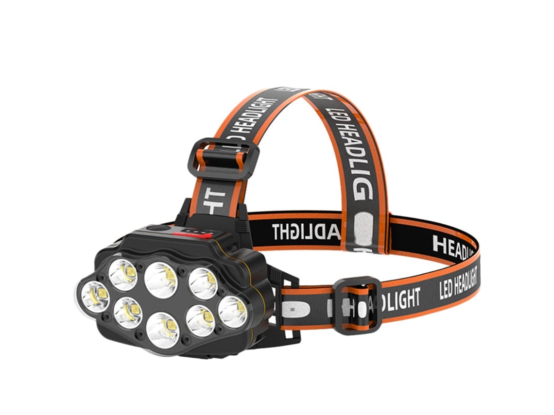 Bj-lanterna Frontal Com 8 Leds, Carregável Via Usb, 2 Baterias, 4 Modos De Luz, Impermeável Para Corrida, Camping E Ciclismo